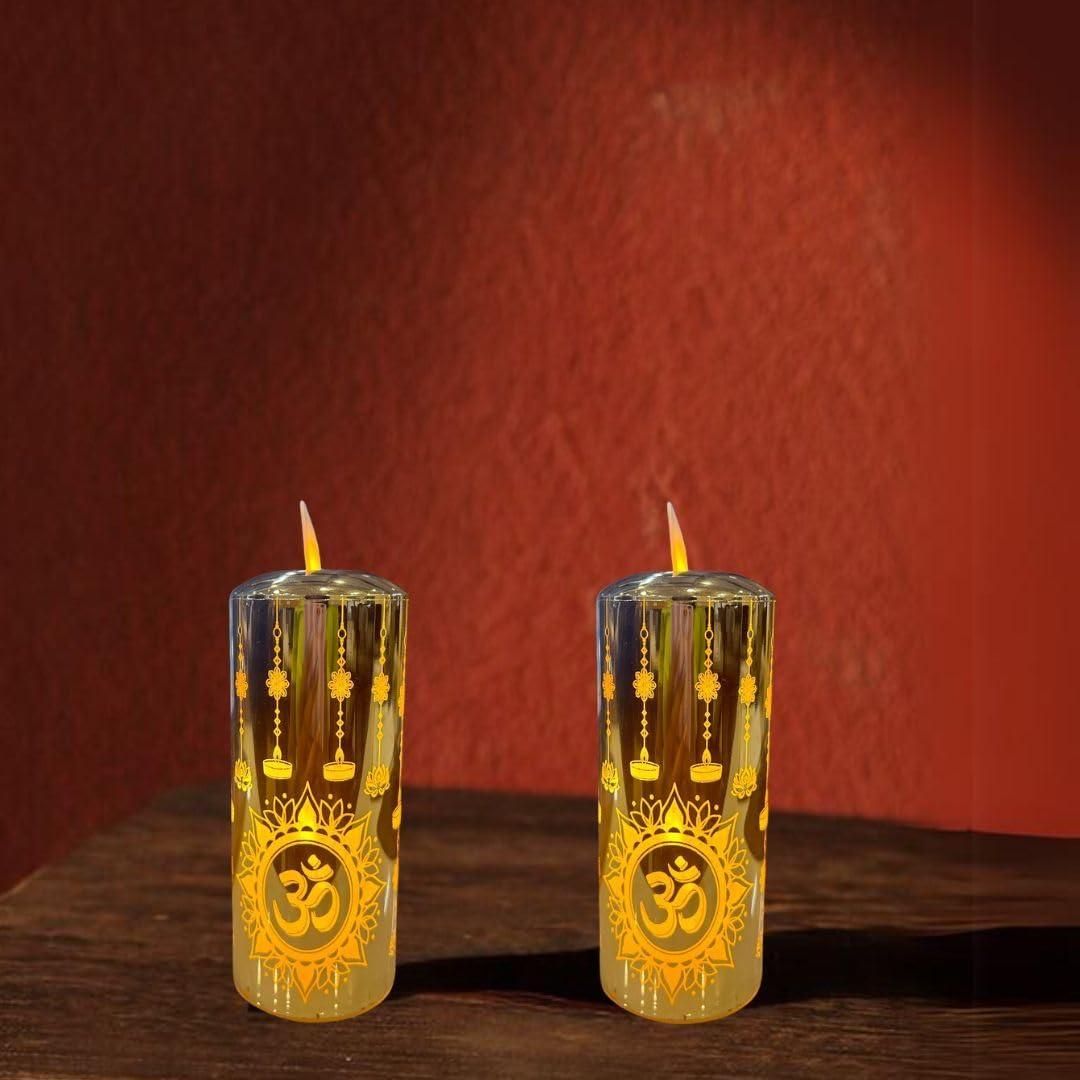 Realistic Moving Om Glow LED Candle
