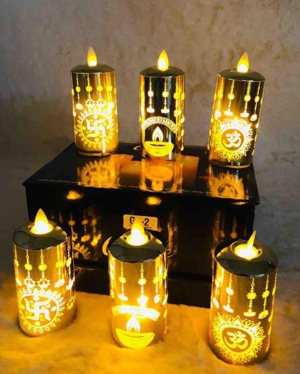 Realistic Moving Om Glow LED Candle