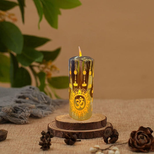 Realistic Moving Om Glow LED Candle